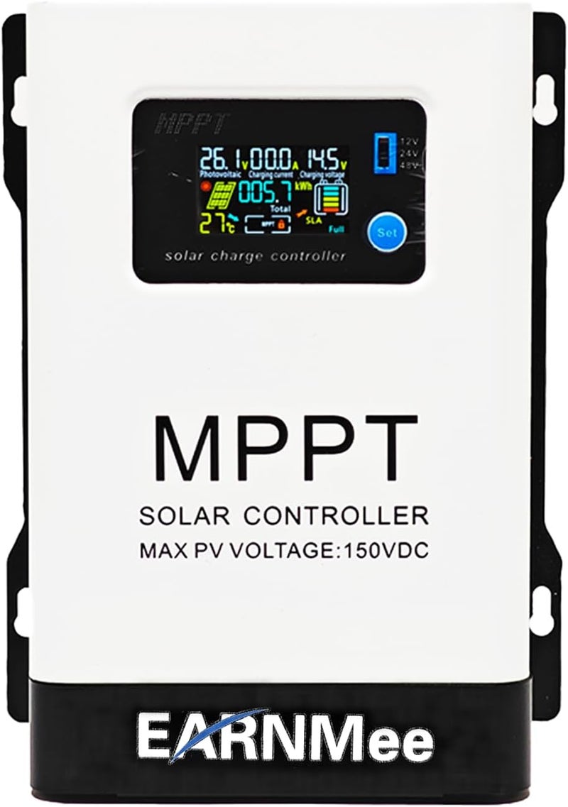EARNMee 60A MPPT Solar Charge Controller, 18-150VDC PV Input, 12V/24V/48V Adjustable Output, Ideal for RV, Large Solar Systems, Compatible with Mono/Poly Panels & Lead-Acid/Lithium Batteries - Image 1
